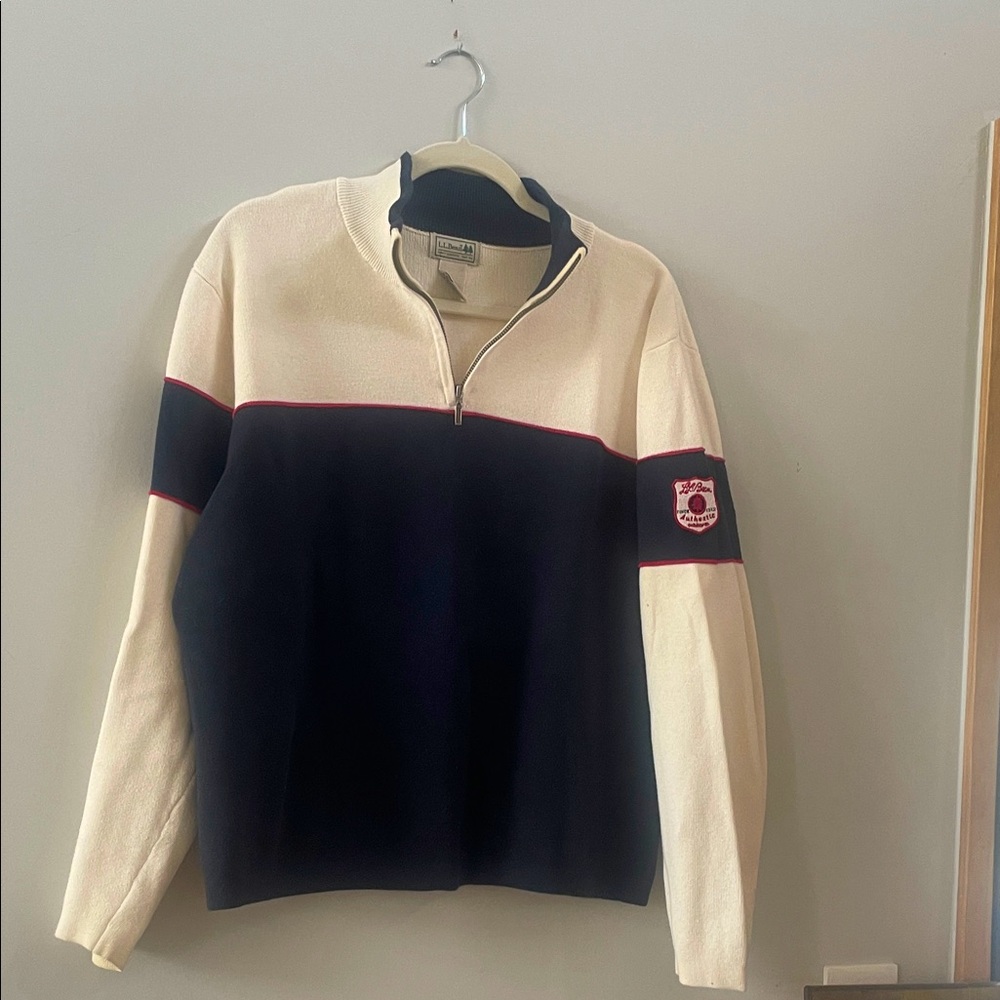 Gant Cream and Black Zip-Up Sweater